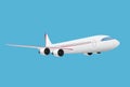 Airplane in sky concept. Aircraft plane flying in the blue sky background