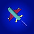 Airplane in the sky with contrail - flat design