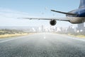 Emergency airplane landing. Mixed media