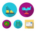 Airplane on a spring, swings and other equipment. Playground set collection icons in flat style vector symbol stock