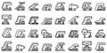 Airplane stairs icons set outline vector. Aerobridge engine Royalty Free Stock Photo