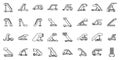 Airplane stairs icons set outline vector. Engine plane