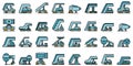 Airplane stairs icons set vector flat