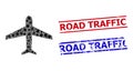 Airplane Star Mosaic and Road Traffic Textured Stamps Royalty Free Stock Photo