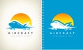 Airplane and Sun logo vector.  Logo design. Royalty Free Stock Photo