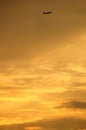 Airplane with sunset Royalty Free Stock Photo