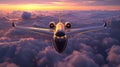 The airplane at sunset.AI generated image Royalty Free Stock Photo