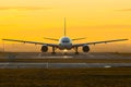 Airplane at sunset Royalty Free Stock Photo