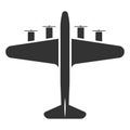 Airplane symbol or aircraft balck icon travel Royalty Free Stock Photo