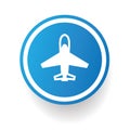 Airplane symbol,Blue button Royalty Free Stock Photo