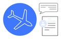 Airplane Symbol with Chat Bubble and Document Elements Focused on Communication and Travel Royalty Free Stock Photo