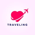 Airplane symbol of travel with love , travel logo designs