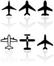 Airplane symbol vector illustration set.
