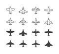 Airplane symbols set. Aircraft, plane icons or signs concept.