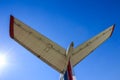 Airplane tail on blue sky background Royalty Free Stock Photo