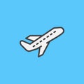 Airplane take off filled outline icon, line vector sign, flat colorful pictogram. Departure Symbol, logo illustration. Royalty Free Stock Photo