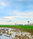 Airplane take-off  Larnaca airport Larnaca Cyprus Royalty Free Stock Photo