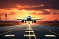 Airplane Takeoff Runway Background. Passenger Plane Departing Airport Royalty Free Stock Photo