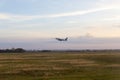 Airplane taking off from Bucharest international airport