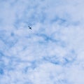 Airplane taking off at sunset. Silhouette of a big passenger or cargo aircraft, airline. Transportation Royalty Free Stock Photo