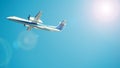 Airplane taking off to the sky from airport runway Royalty Free Stock Photo