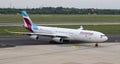 Airplane Taxi in Dusseldorf Airport Royalty Free Stock Photo