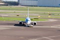 Airplane taxiing to the runway Royalty Free Stock Photo