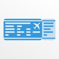 Airplane ticket or boarding pass icon. Blank of plane ticket. Vector illustration. Royalty Free Stock Photo