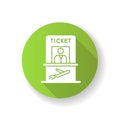 Airplane ticket counter green flat design long shadow glyph icon. Get boarding pass at registration counter. Check in Royalty Free Stock Photo