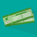 Airplane ticket flat icon with long shadow Royalty Free Stock Photo