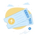 Airplane ticket line vector icon. Plane tickets line illustration Royalty Free Stock Photo