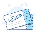 Airplane ticket line vector icon. Plane tickets line illustration. Royalty Free Stock Photo