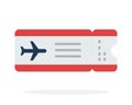 Airplane ticket vector flat material design isolated object on white background. Royalty Free Stock Photo