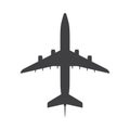 Airplane top view icon. Aircraft, passenger plane with four jet engines.