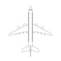 Airplane top view icon with trendy line or outline stroke style. Aircraft, passenger plane with four jet engines. Royalty Free Stock Photo