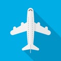 Airplane top view isolated on white background. Vector illustration