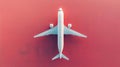 Airplane Top View on Red Background Royalty Free Stock Photo