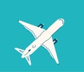 Airplane top view vector illustration background. Plane in simple modern style. Isolated Royalty Free Stock Photo