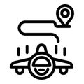 Airplane tourism route icon, outline style