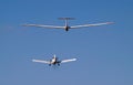 airplane towing a glider Royalty Free Stock Photo