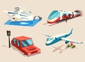 Airplane and train, car or automobile and train