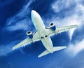 Airplane transportation. Jet air plane Royalty Free Stock Photo