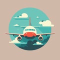 Airplane travel logo background flat color vector cartoon style illustration Royalty Free Stock Photo