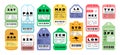 Airplane travel tags. Airport baggage tickets with stamps. Bright badges set for tourists luggage. Airline coupons from