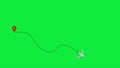 Airplane Travelling In Dotted Line Green Screen