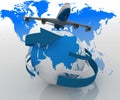 Airplane travels around the world Royalty Free Stock Photo