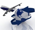 Airplane travels around world Royalty Free Stock Photo