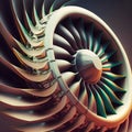 Airplane turbine closeup. Generative AI