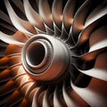 Airplane turbine closeup. Generative AI