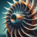 Airplane turbine closeup. Generative AI